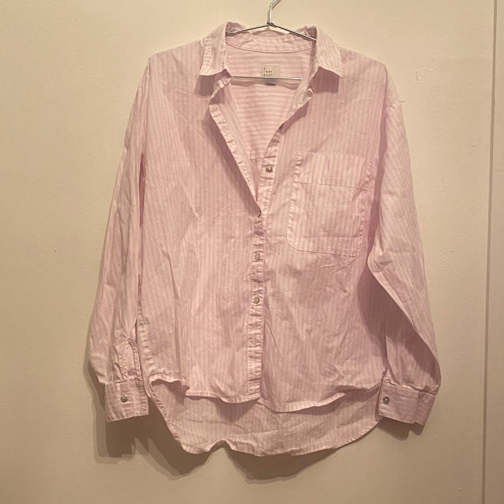 A New Day, women’s Pink stripped button down